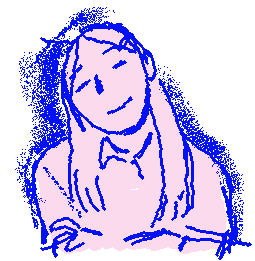 a pink and blue portrait of lucero