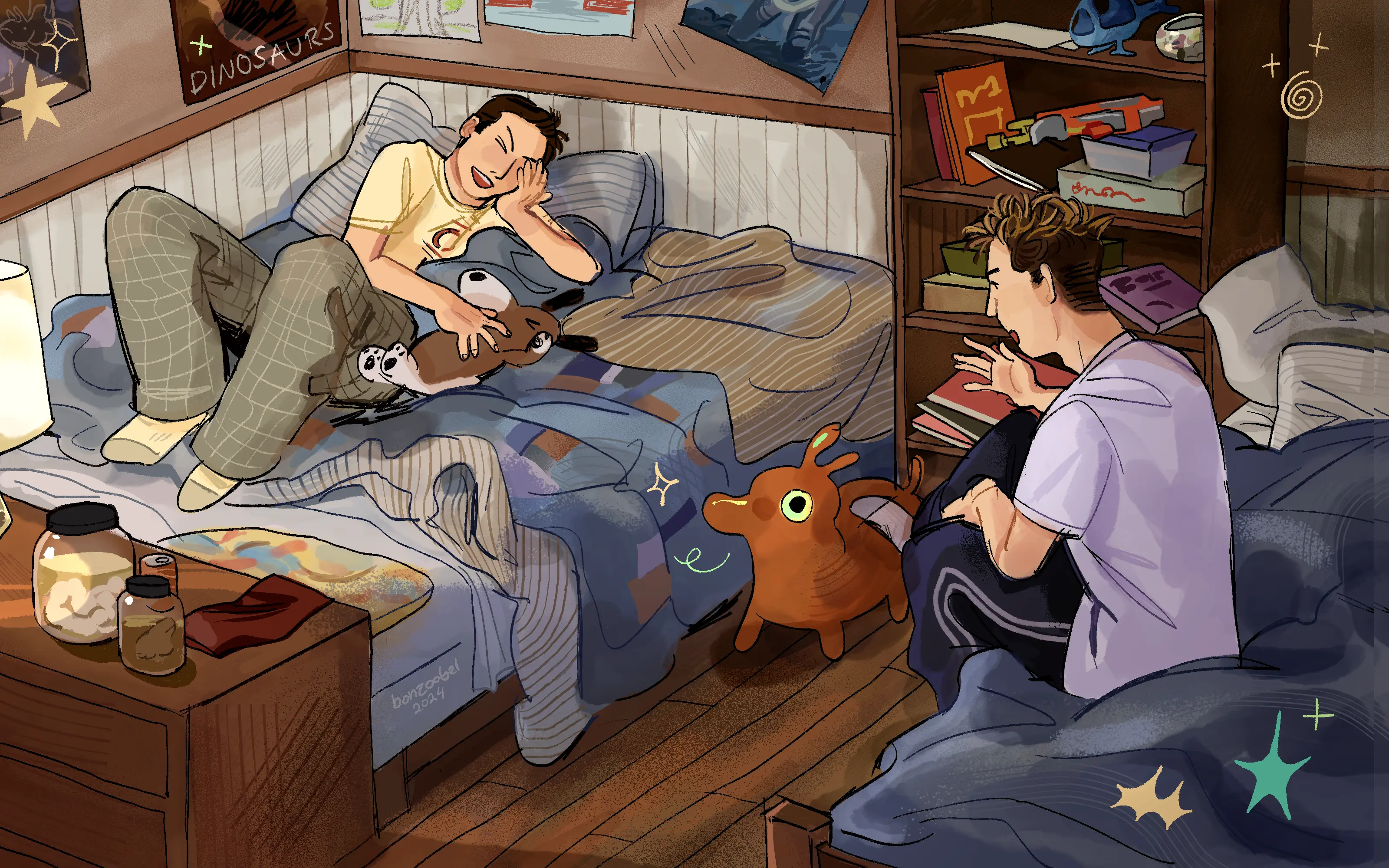 malcolm and reese from malcolm in the middle talk in their room.