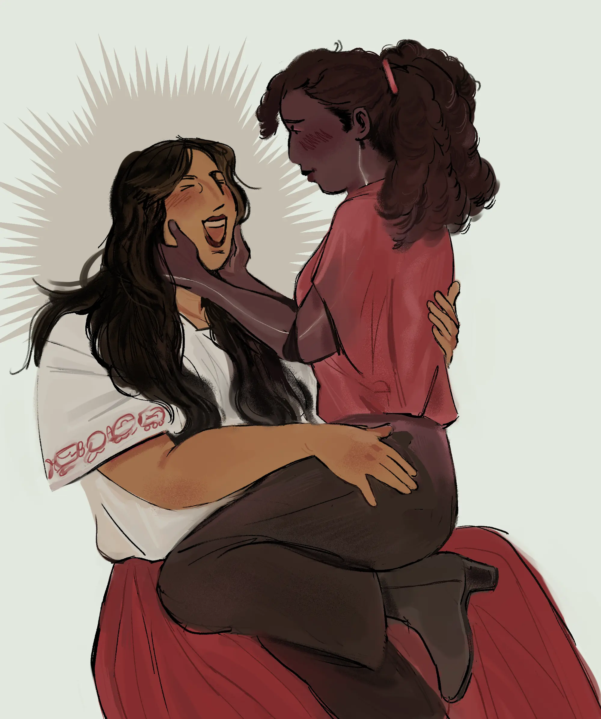 laila cradles petlacalco's laughing face.
